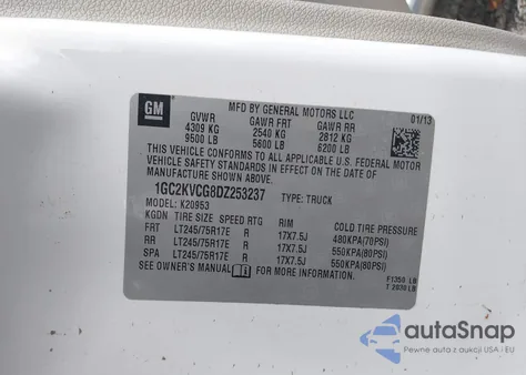 2013 Chevrolet Silverado 2500Hd Work Truck z USA, uszkodzony, nr VIN 1GC2KVCG8DZ253237